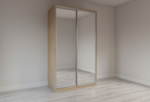 Шафа-купе Garant 2-дверна з дзеркалами 100x240x60 см, дуб сонома, профіль срібло