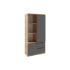 Шафа-пенал Kredens furniture Естетик D-0002 з полицями та шухлядами 80 см, дуб аппалачі / антрацит