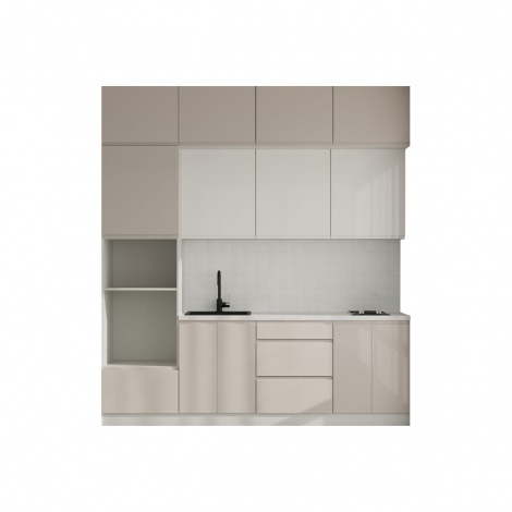 Кухня VIP-master Інтерно Глянець Люкс/ Interno Gloss Luxe 2.4 м, слонова кістка / беж глянець, молочний глянець