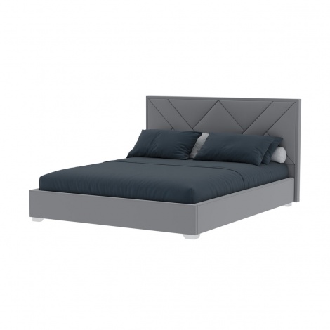 Кровать-подиум Eurosof Оливия 180х200 см с нишей и металлическим подъемником Artex Allure Grey