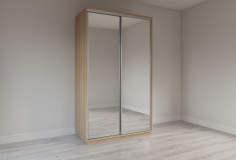 Шафа-купе Garant 2-дверна з дзеркалами 100x240x60 см, дуб сонома, профіль срібло